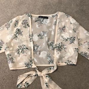 Nasty gal floral tie crop top